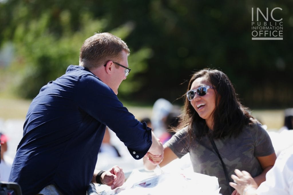 Michael Crowe, local NBC affiliate King5 reporter enjoying the Aid to Humanity event